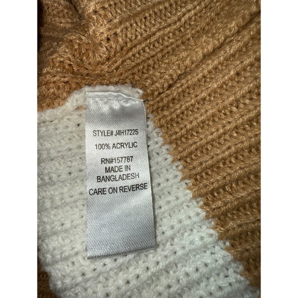 FCT With Love Colorblock Mock Neck Button Shoulder Sweater L Casual Chic Preppy - Picture 4 of 7